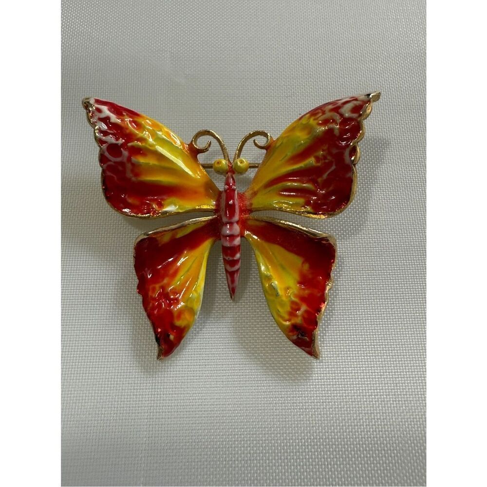 1960s / 70s Weiss Vibrant Bohemian Hippie Woodstock Enamel Butterfly Brooch